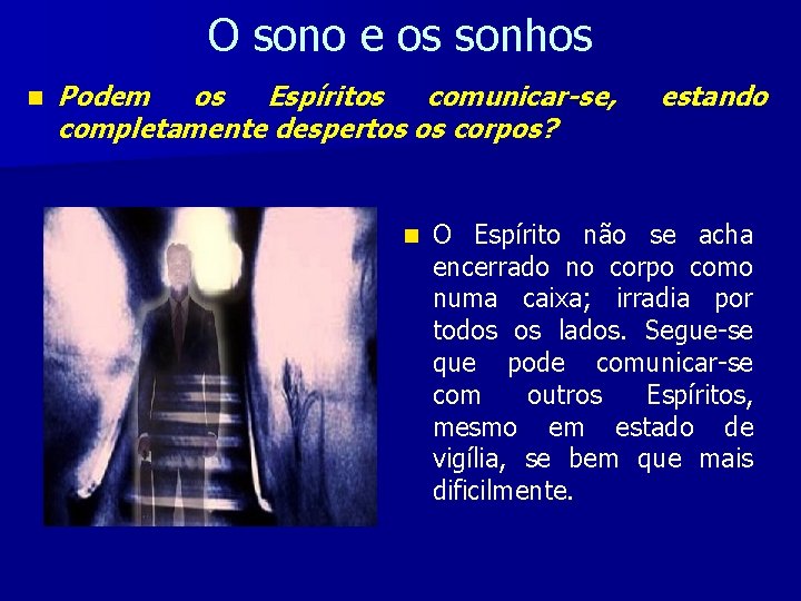 O sono e os sonhos n Podem os Espíritos comunicar-se, completamente despertos os corpos?