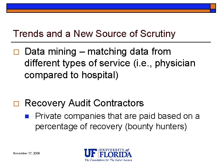 Trends and a New Source of Scrutiny o Data mining – matching data from