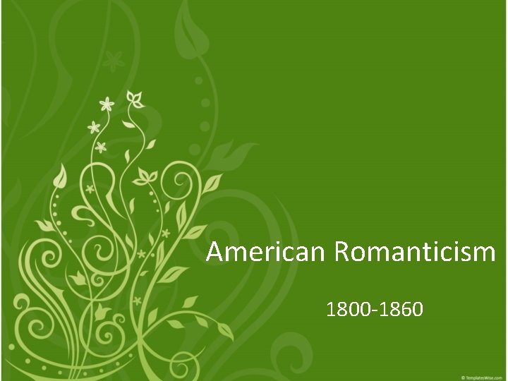 American Romanticism 1800 -1860 