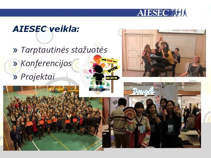 AIESEC veikla: » Tarptautinės stažuotės » Konferencijos » Projektai 