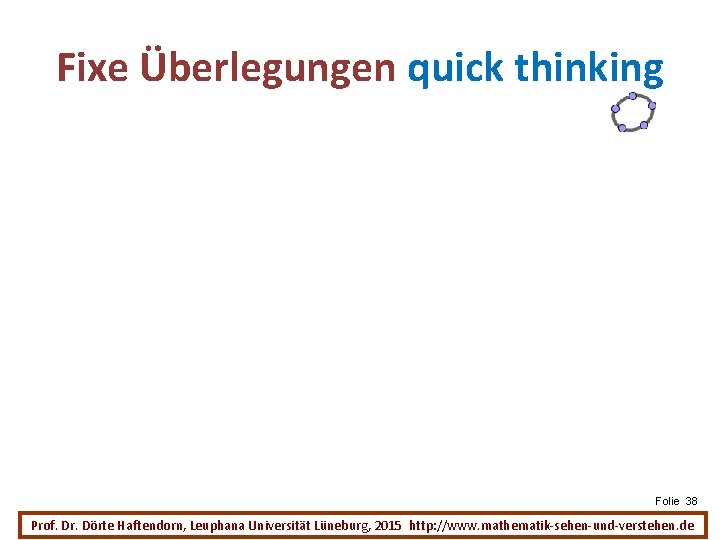 Fixe Überlegungen quick thinking Folie 38 Prof. Dr. Dörte Haftendorn, Leuphana Universität Lüneburg, 2015