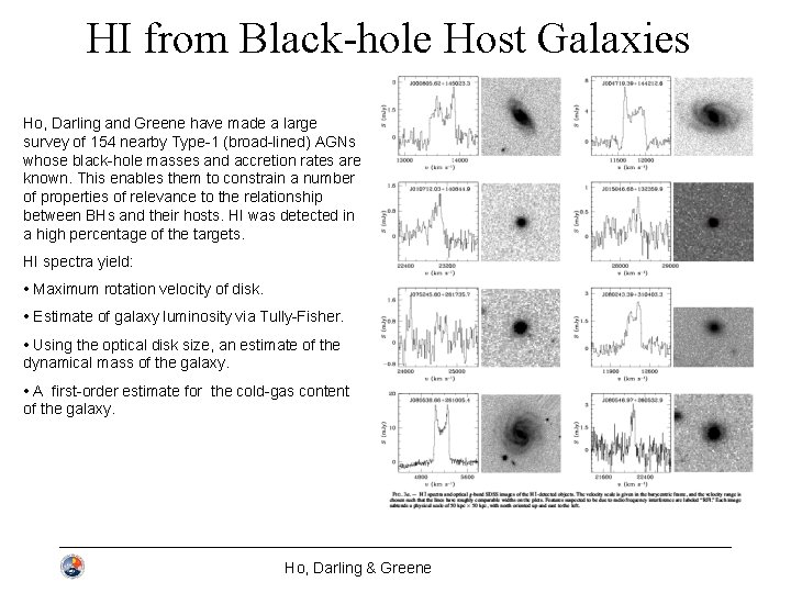 HI from Black-hole Host Galaxies Ho, Darling and Greene have made a large survey