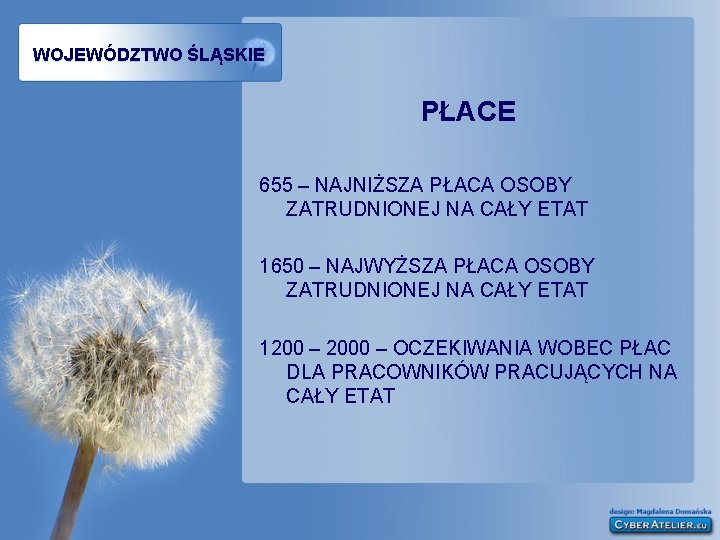 WOJEWÓDZTWO ŚLĄSKIE PŁACE 655 – NAJNIŻSZA PŁACA OSOBY ZATRUDNIONEJ NA CAŁY ETAT 1650 –