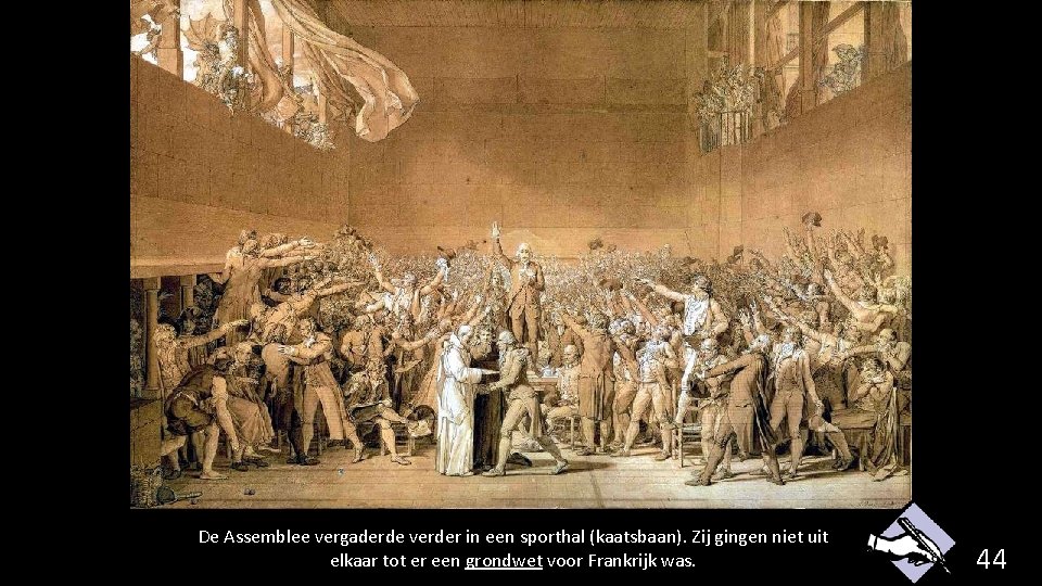 De Assemblee vergaderde verder in een sporthal (kaatsbaan). Zij gingen niet uit elkaar tot De Assemblee vergaderde verder in een sporthal (kaatsbaan). Zij gingen niet uit elkaar tot