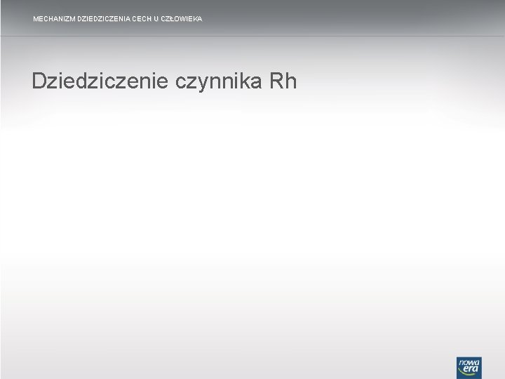 MECHANIZM DZIEDZICZENIA CECH U CZŁOWIEKA Dziedziczenie czynnika Rh 