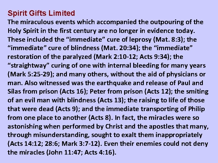 Spirit Gifts Limited The miraculous events which accompanied the outpouring of the Holy Spirit