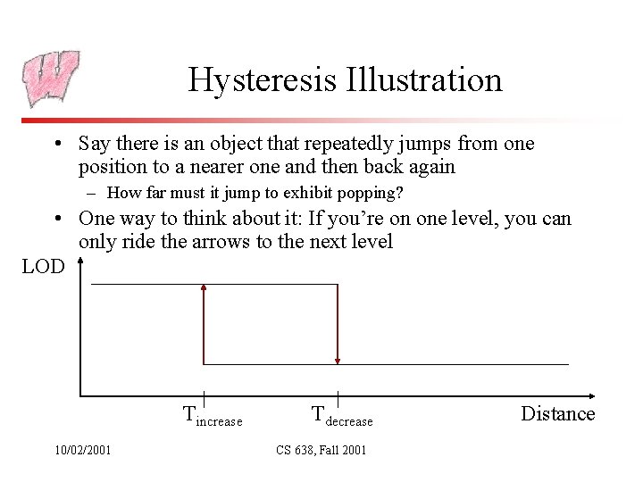 Hysteresis Illustration • Say there is an object that repeatedly jumps from one position