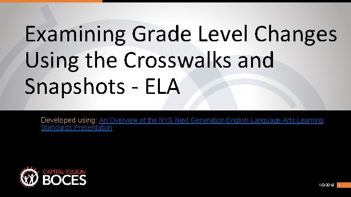 Examining Grade Level Changes Using the Crosswalks and Snapshots - ELA Developed using: An
