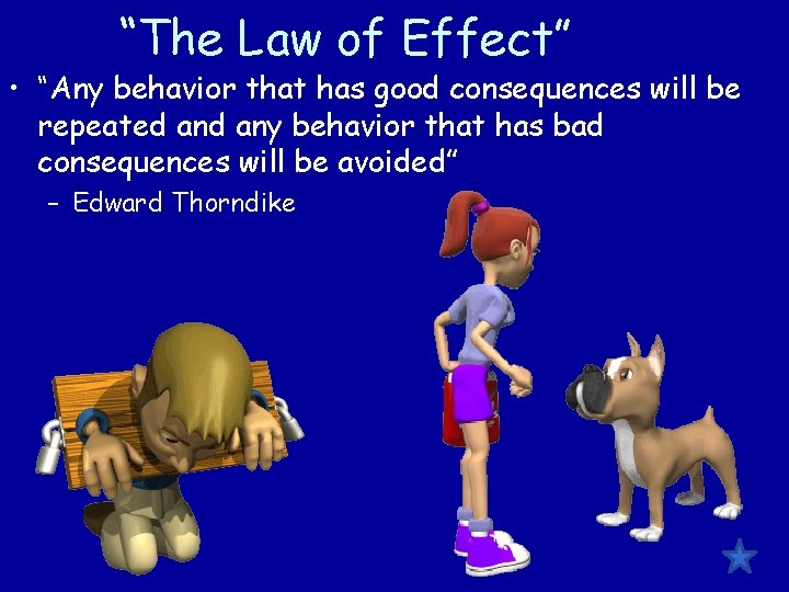 “The Law of Effect” • “Any behavior that has good consequences will be repeated