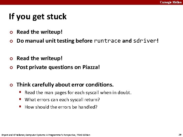 Carnegie Mellon If you get stuck ¢ ¢ Read the writeup! Do manual unit