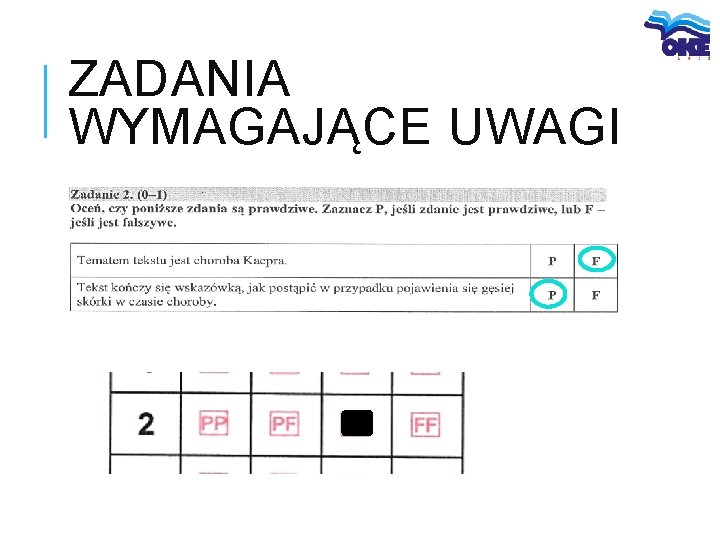 ZADANIA WYMAGAJĄCE UWAGI 