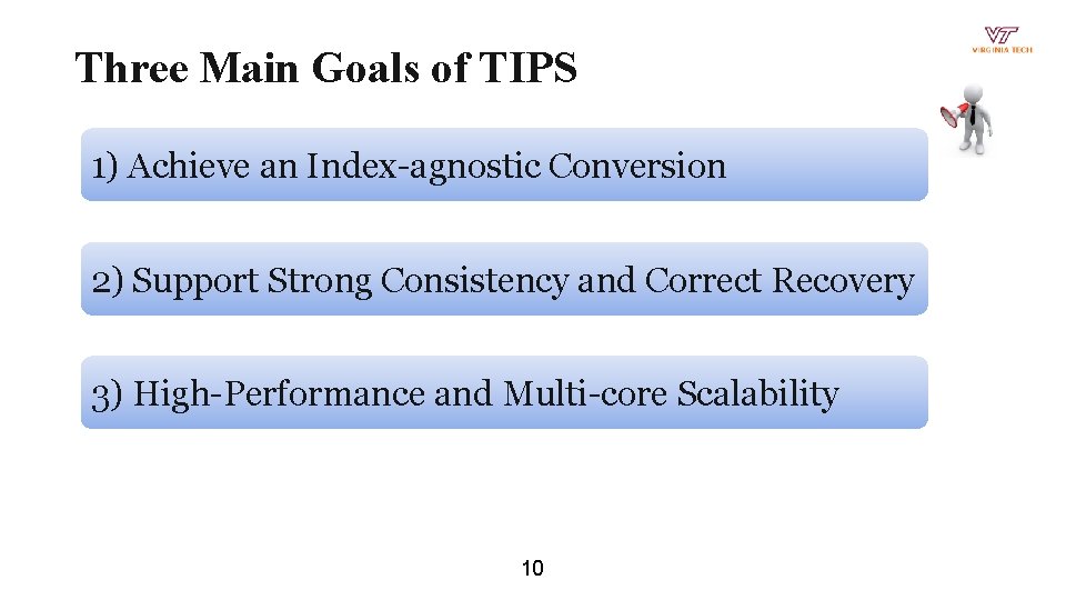 Three Main Goals of TIPS 1) Achieve an Index-agnostic Conversion 2) Support Strong Consistency