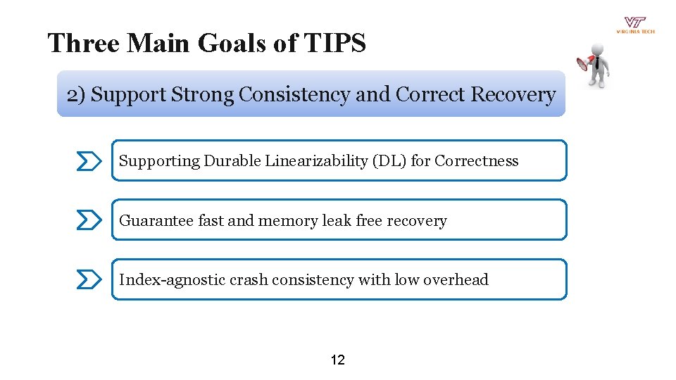 Three Main Goals of TIPS 2) Support Strong Consistency and Correct Recovery Supporting Durable