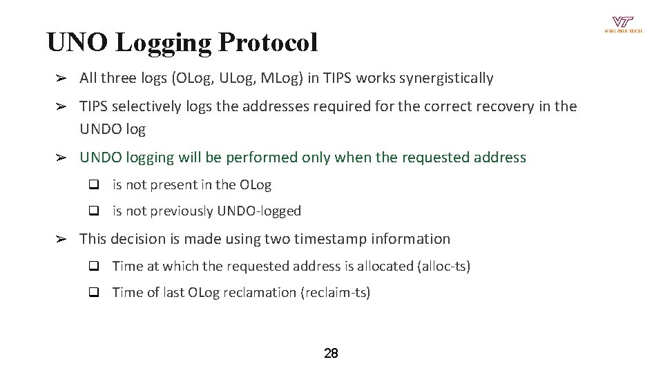 UNO Logging Protocol ➢ All three logs (OLog, ULog, MLog) in TIPS works synergistically