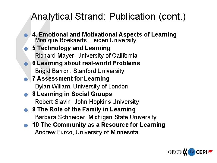 Analytical Strand: Publication (cont. ) 4. Emotional and Motivational Aspects of Learning Monique Boekaerts,