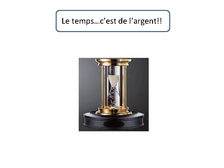 Le temps…c’est de l’argent!! 