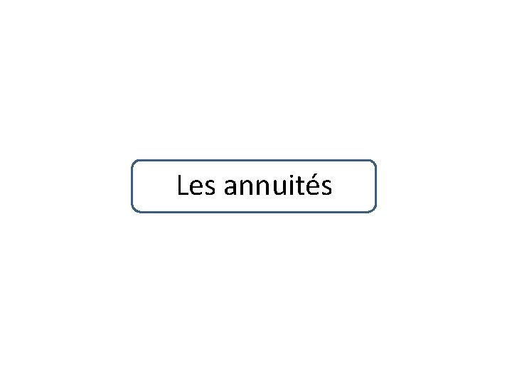 Les annuités 