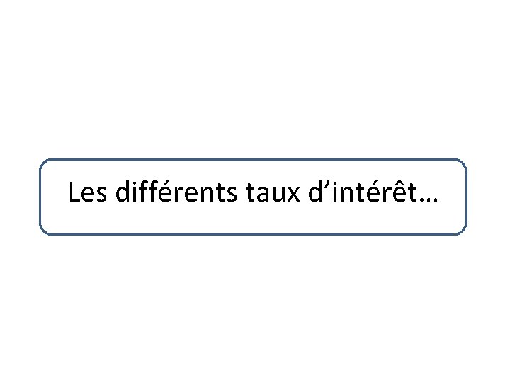 Les différents taux d’intérêt… 