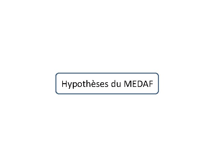 Hypothèses du MEDAF 