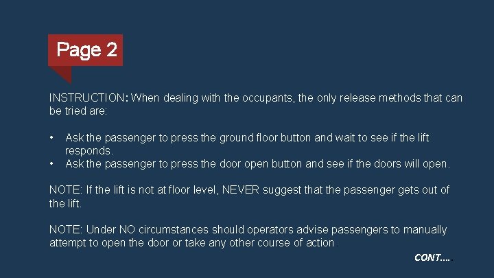 Page 2 INSTRUCTION: When dealing with the occupants, the only release methods that can Page 2 INSTRUCTION: When dealing with the occupants, the only release methods that can