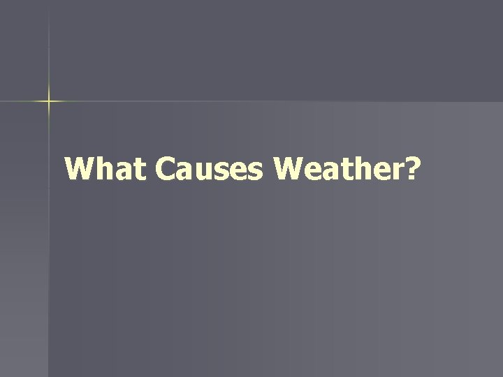 What Causes Weather? 