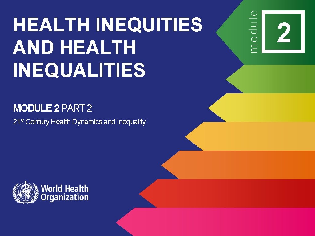 HEALTH INEQUITIES AND HEALTH INEQUALITIES MODULE 2 PART 2 21 st Century Health Dynamics