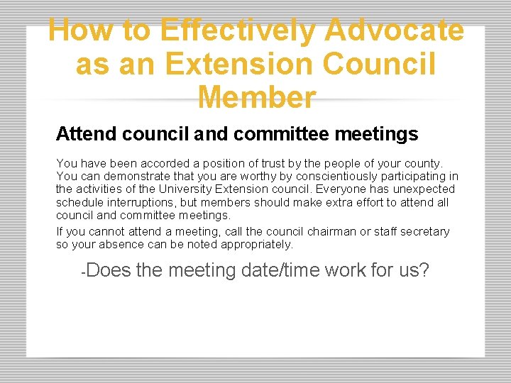 How to Effectively Advocate as an Extension Council