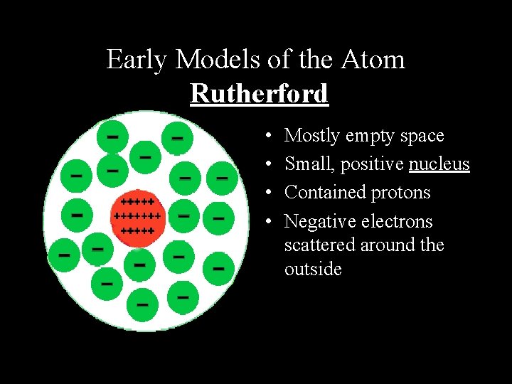 Early Models of the Atom Rutherford • • Mostly empty space Small, positive nucleus