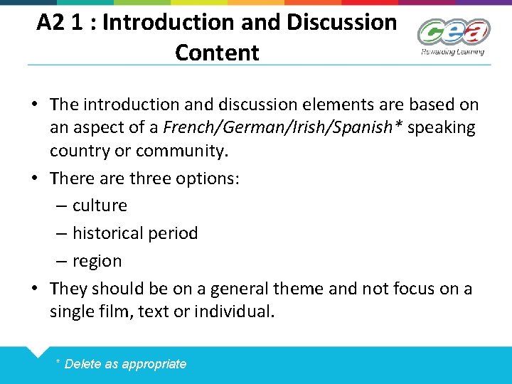 A 2 1 : Introduction and Discussion Content • The introduction and discussion elements