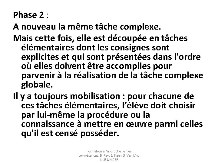 Phase 2 : A nouveau la même tâche complexe. Mais cette fois, elle est