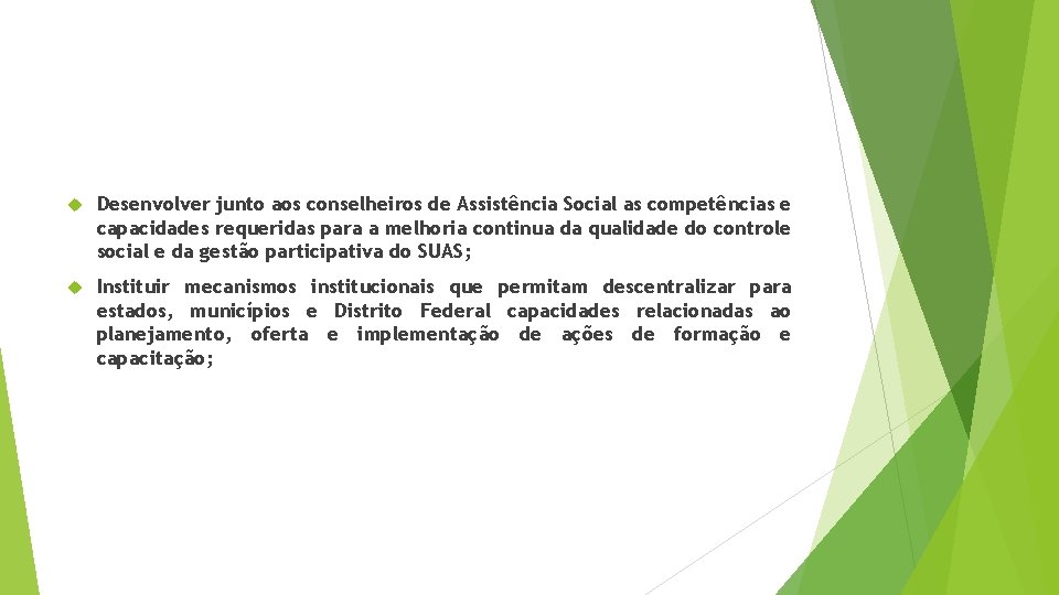  Desenvolver junto aos conselheiros de Assistência Social as competências e capacidades requeridas para