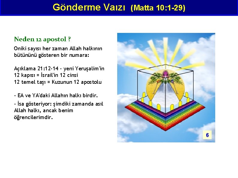 Gönderme Vaızı (Matta 10: 1 -29) Neden 12 apostol ? Oniki sayısı her zaman