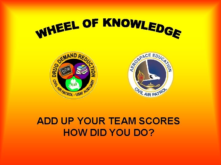 ADD UP YOUR TEAM SCORES HOW DID YOU DO? 