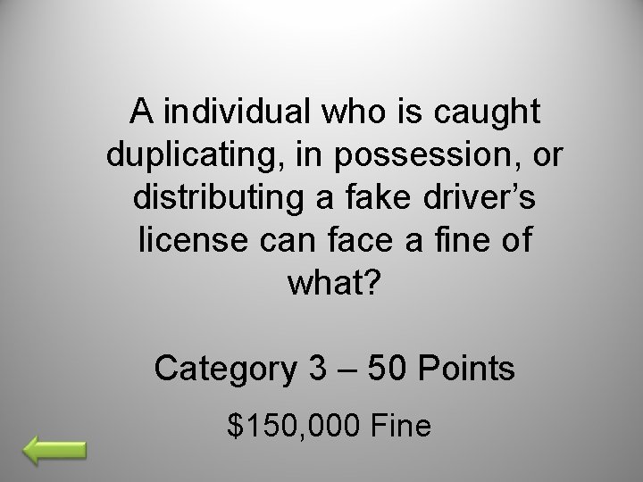 A individual who is caught duplicating, in possession, or distributing a fake driver’s license