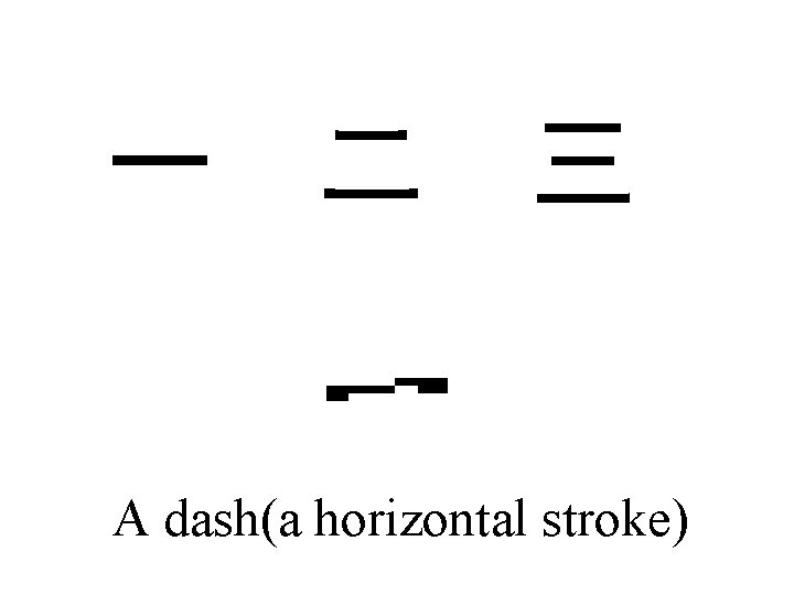 一 二 三 A dash(a horizontal stroke) 