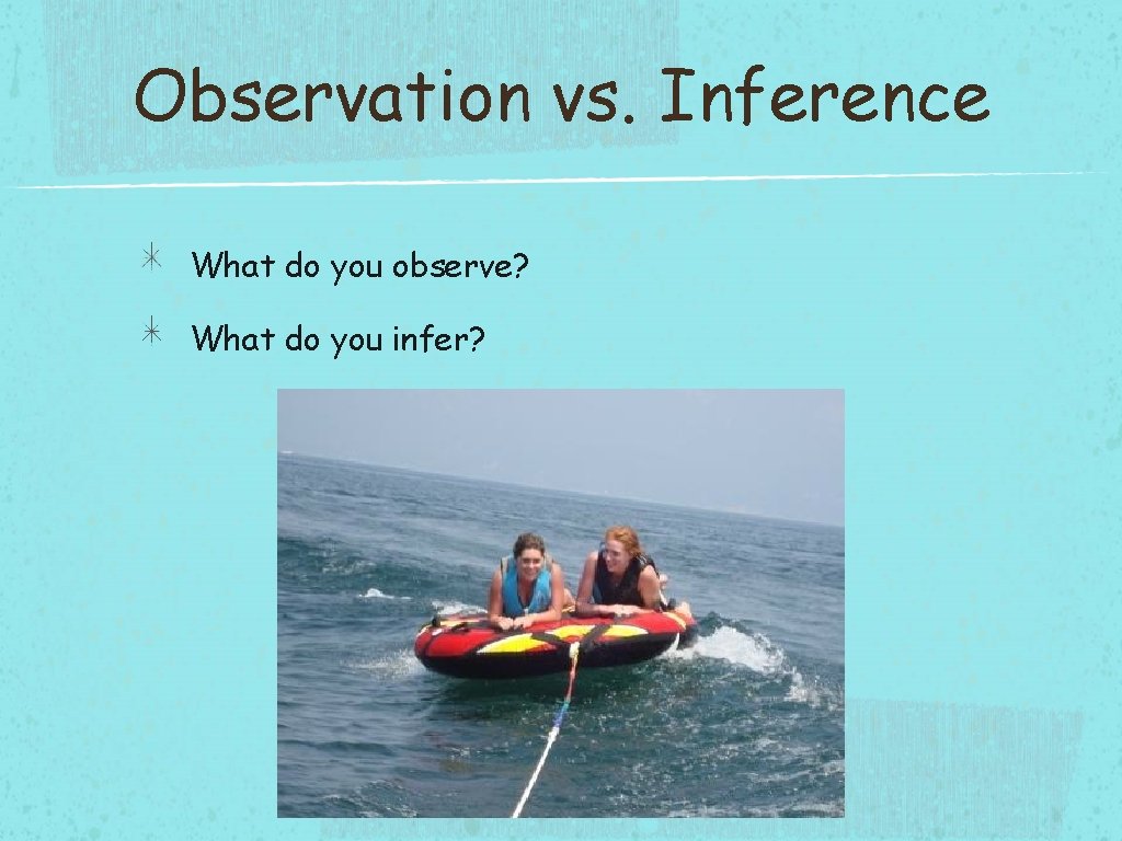 Observation vs. Inference What do you observe? What do you infer? 