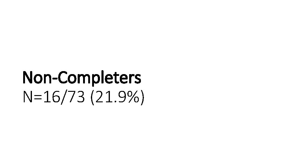 Non-Completers N=16/73 (21. 9%) 