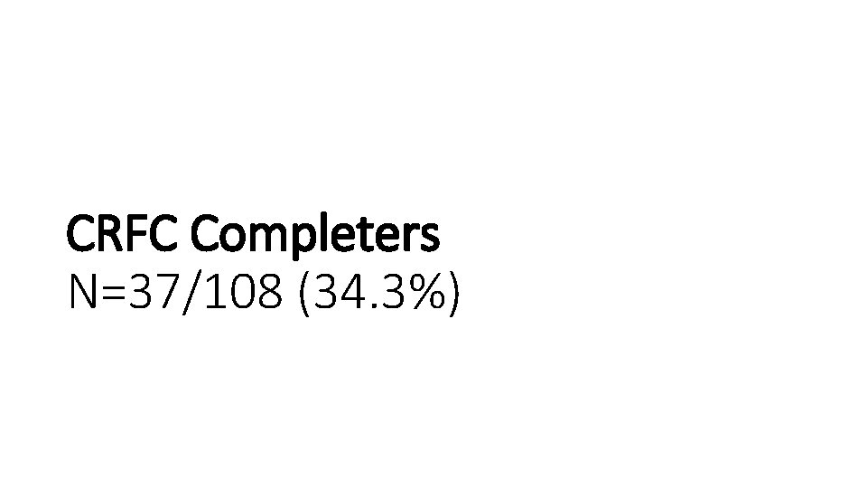 CRFC Completers N=37/108 (34. 3%) 