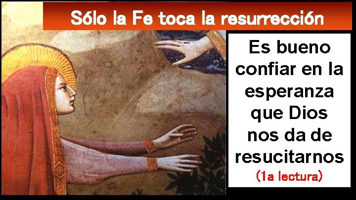 Sólo la Fe toca la resurrección Es bueno confiar en la esperanza que Dios