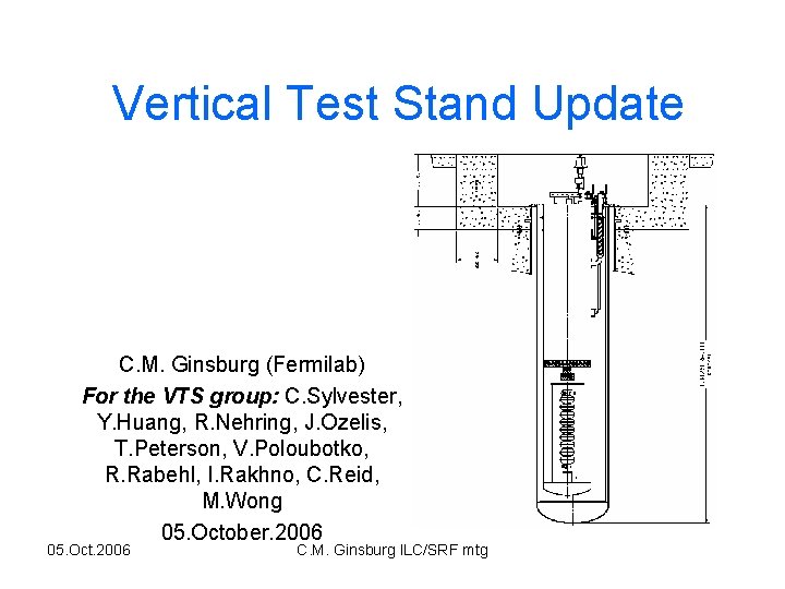 Vertical Test Stand Update C. M. Ginsburg (Fermilab) For the VTS group: C. Sylvester,