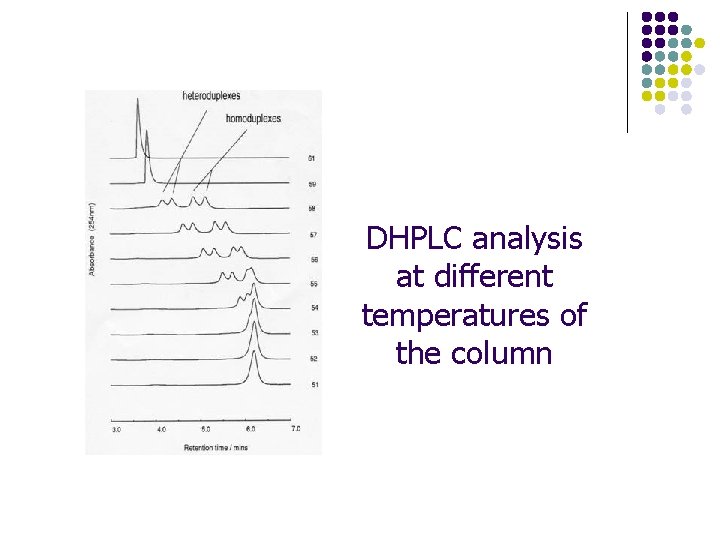 DHPLC analysis at different temperatures of the column 