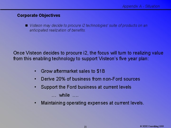 Appendix A - Situation Corporate Objectives n Visteon may decide to procure i 2