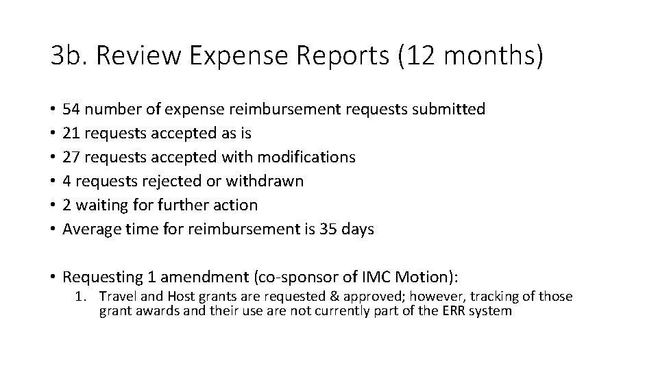 3 b. Review Expense Reports (12 months) • • • 54 number of expense