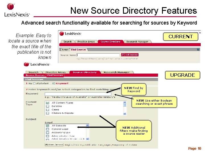 New Source Directory Features Advanced search functionality available for searching for sources by Keyword