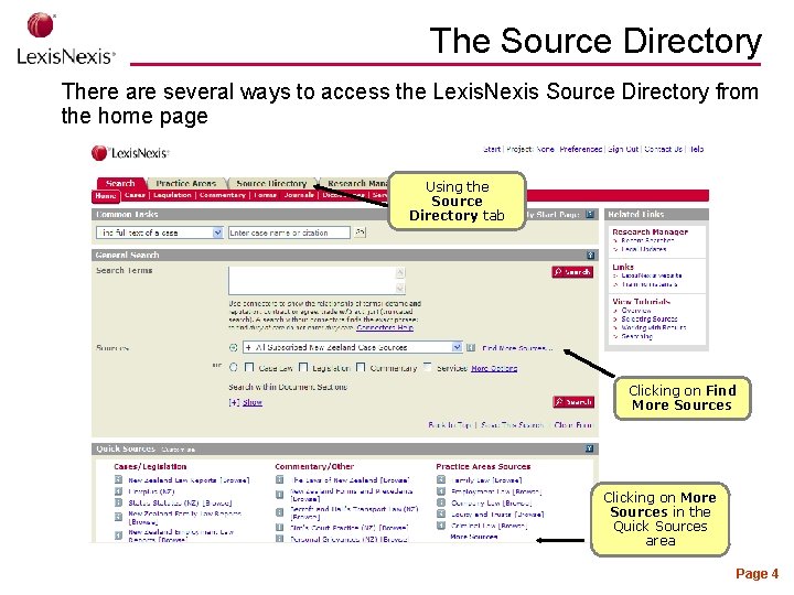 The Source Directory There are several ways to access the Lexis. Nexis Source Directory
