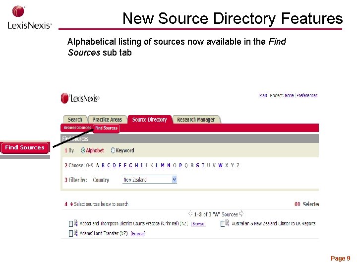 New Source Directory Features Alphabetical listing of sources now available in the Find Sources