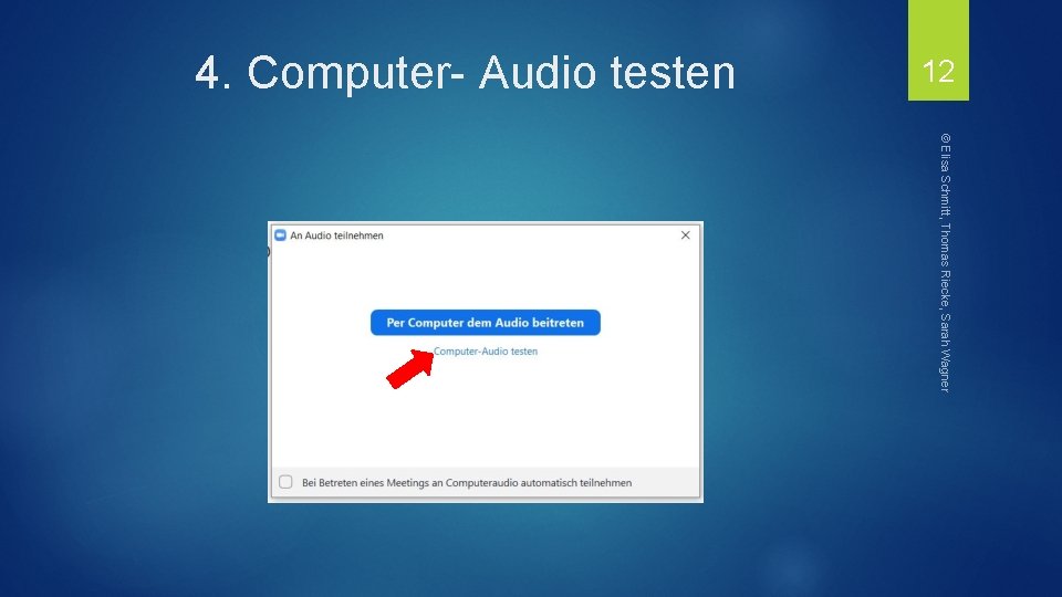 12 4. Computer- Audio testen © Elisa Schmitt, Thomas Riecke, Sarah Wagner 