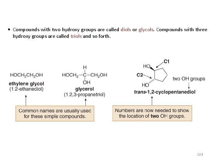  • Compounds with two hydroxy groups are called diols or glycols. Compounds with