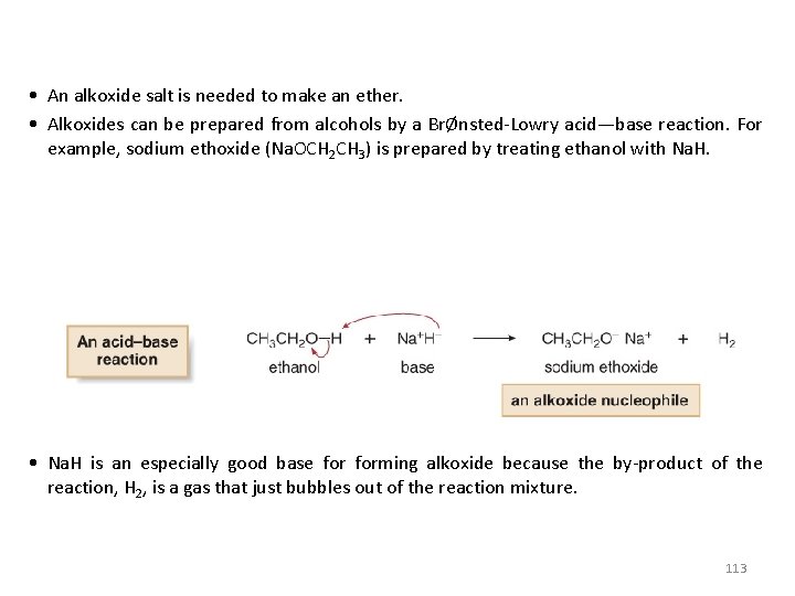  • An alkoxide salt is needed to make an ether. • Alkoxides can