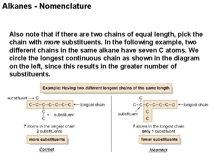 Alkanes - Nomenclature Also note that if there are two chains of equal length,